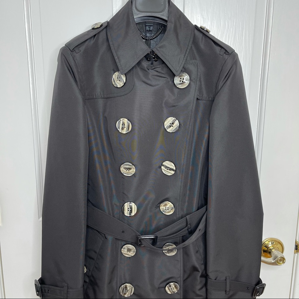 NWT Burberry Black Gabardine Trench Coat - Picture 7 of 15